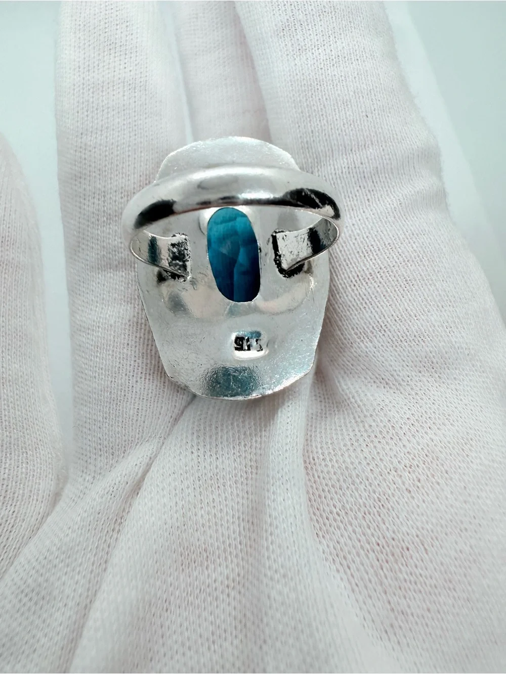 Blue Oval Topaz Crystal Statement Ring